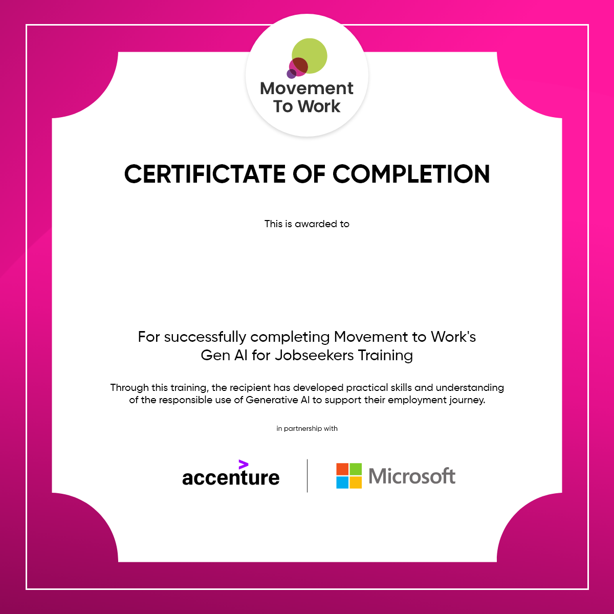 Certificate for Certificate of completion - Gen AI